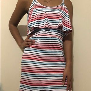 Multicolor Striped Ruffle Dress